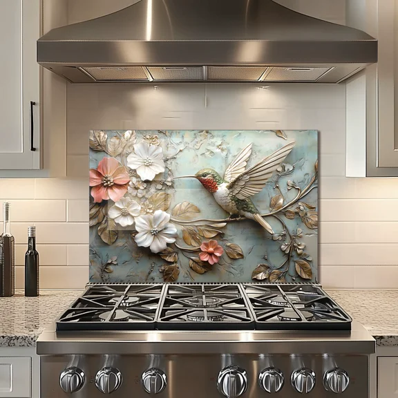Tempered Glass Backsplash For Kitchen Behind Stove,Stove Back Top Cover,Easy to Clean Glass Splashback, Sink Cover Splash Guard,Home Kitchen Wall Decor