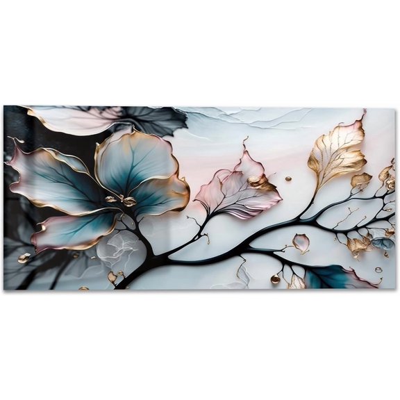 Tempered Glass Backsplash Kitchen, Colorful Leaves pattern (30"x24") | Frameless,, Easy to Clean, 1 piece backsplash
