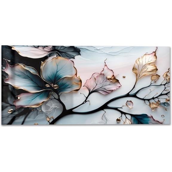Tempered Glass Backsplash Kitchen, Colorful Leaves pattern (30"x24") | Frameless,, Easy to Clean, 1 piece backsplash