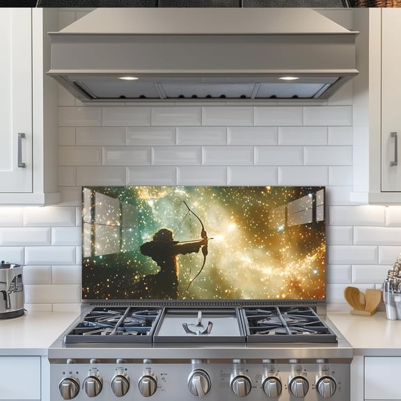Tempered Glass Backsplash for Kitchen, Zodiac Sign, Sagittarius, Frameless, Stove Backsplash Protector for Wall,Easy to Clean, Home Decor (30"x24")