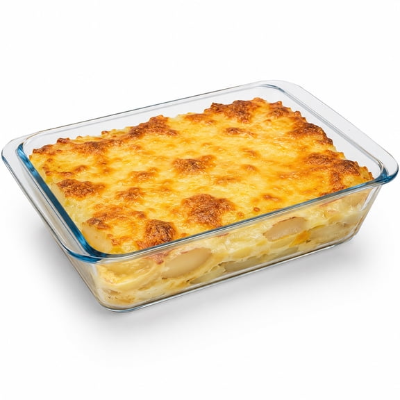 Tempered Glass Baking Dish, Rectangular, 3.7 QT, 13.1 x 8.4 In, Large Casserole Pan, Dual Handles, Oven Safe, Microwave Safe, Clear Bakeware for Lasagna, Roasting, Serving