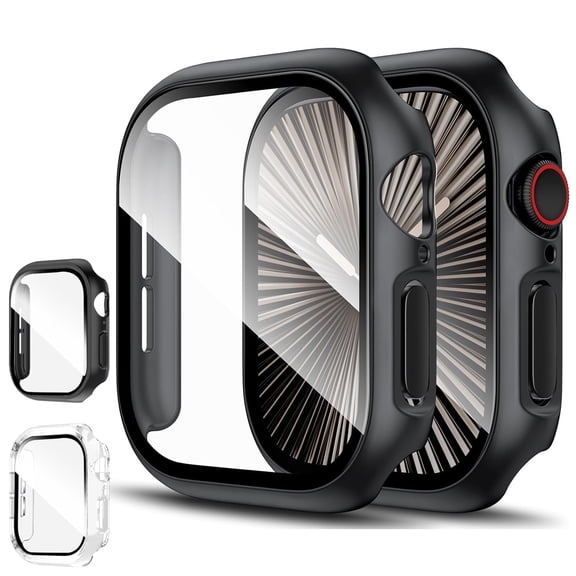 AYAMAYA Case for Apple Watch Series 11 10 42mm, Full Protection Hard PC Case + Tempered Glass Compatible with iWatch Series 10/11 42mm, Black