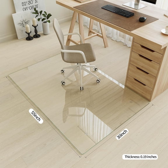 Tempered Glass Chair Mat for Carpets and Hardwood Floors