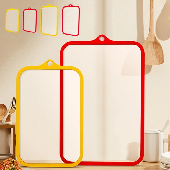 Tempered Glass Chopping Board Double Sided Non Slip Large Kitchen Cutting Board High Heat Resistant Easy Clean Vegetable Prep Fruit Slicing, Ukhbmc | L, Red