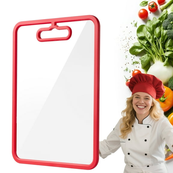 Tempered Glass Cutting Board for Kitchen Counter, Chopping Board with Non-Slip Edges, non toxic cutting board Set dishwasher safe, Heat & Shatter Resistant (Red 15"11")