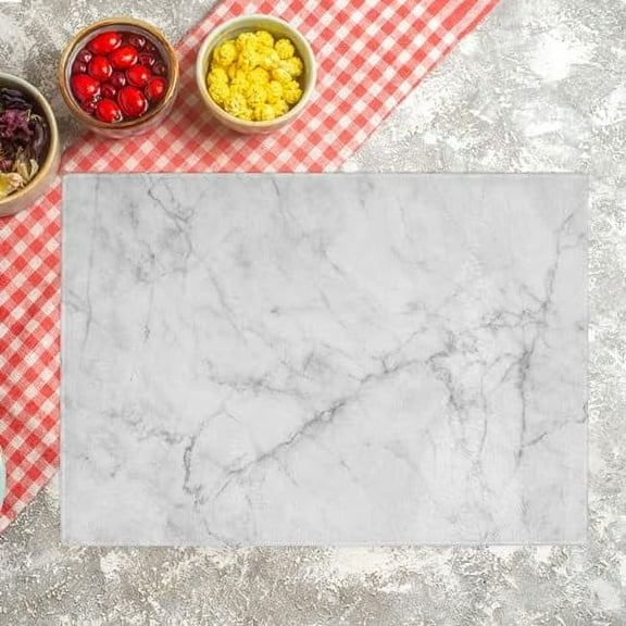 Tempered Glass Cutting Board for Kitchen Counter, White Cutting Board with Feet, Kitchen Cutting Board, Dishwasher Safe, Aesthetic Serving Tray, Shatter and Heat Resistant