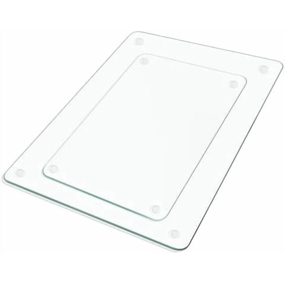 Tempered Glass Cutting Board,Set of Glass Cutting Board for Kitchen Counter,Clear Glass,with Non-Slip Feet, Scratch Resistant,Heat Resistant, 12x16&12x8 inch 2PCS,Easy to Clean