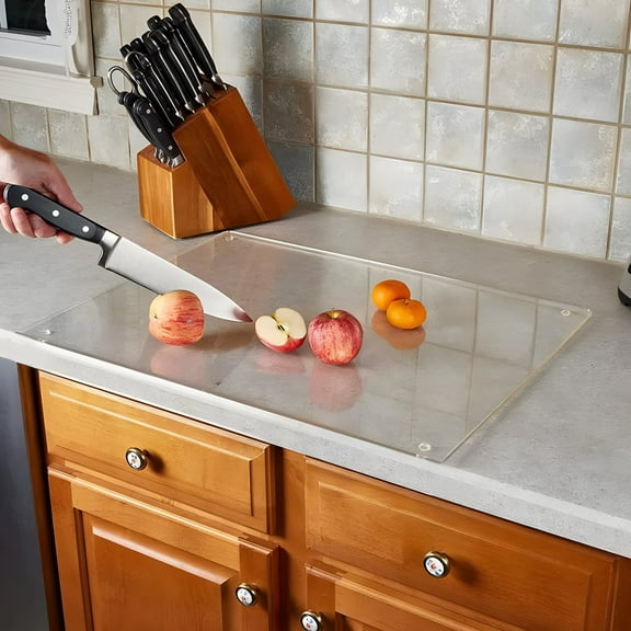 2 Pcs Acrylic Cutting Boards for Kitchen Counter, Chopping Board Set, Transparent Cutting Boards with Non-Slip Feet, 15.7 x 11.8 in, Multi-Purpose Use