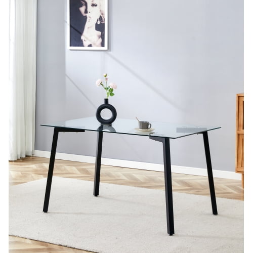Tempered Glass Dining Table - Rectangular 130x80cm - 8mm Transparent Modern Design for 4 People