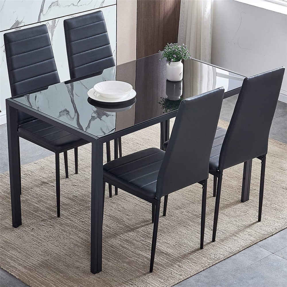 Tempered Glass Dining Table Set With 4