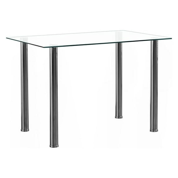 Tempered Glass Dining Table for 4, Small Rectangular Kitchen Table, ,for Apartment & Small Places & Home & Dining Kitchen, 43", Sturdy Clear Glass