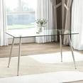 thumbnail image 1 of Sudica 51" Tempered Glass Dining Table, Modern Rectangular Kitchen Table for 4-6, Silver Metal Legs, Easy to Clean, 1 of 11