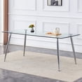 thumbnail image 1 of Tempered Glass Dining Table for 6, Sudica 71" Modern Rectangular Glass Kitchen Table with 4 Silver Plating Metal Legs, 1 of 9