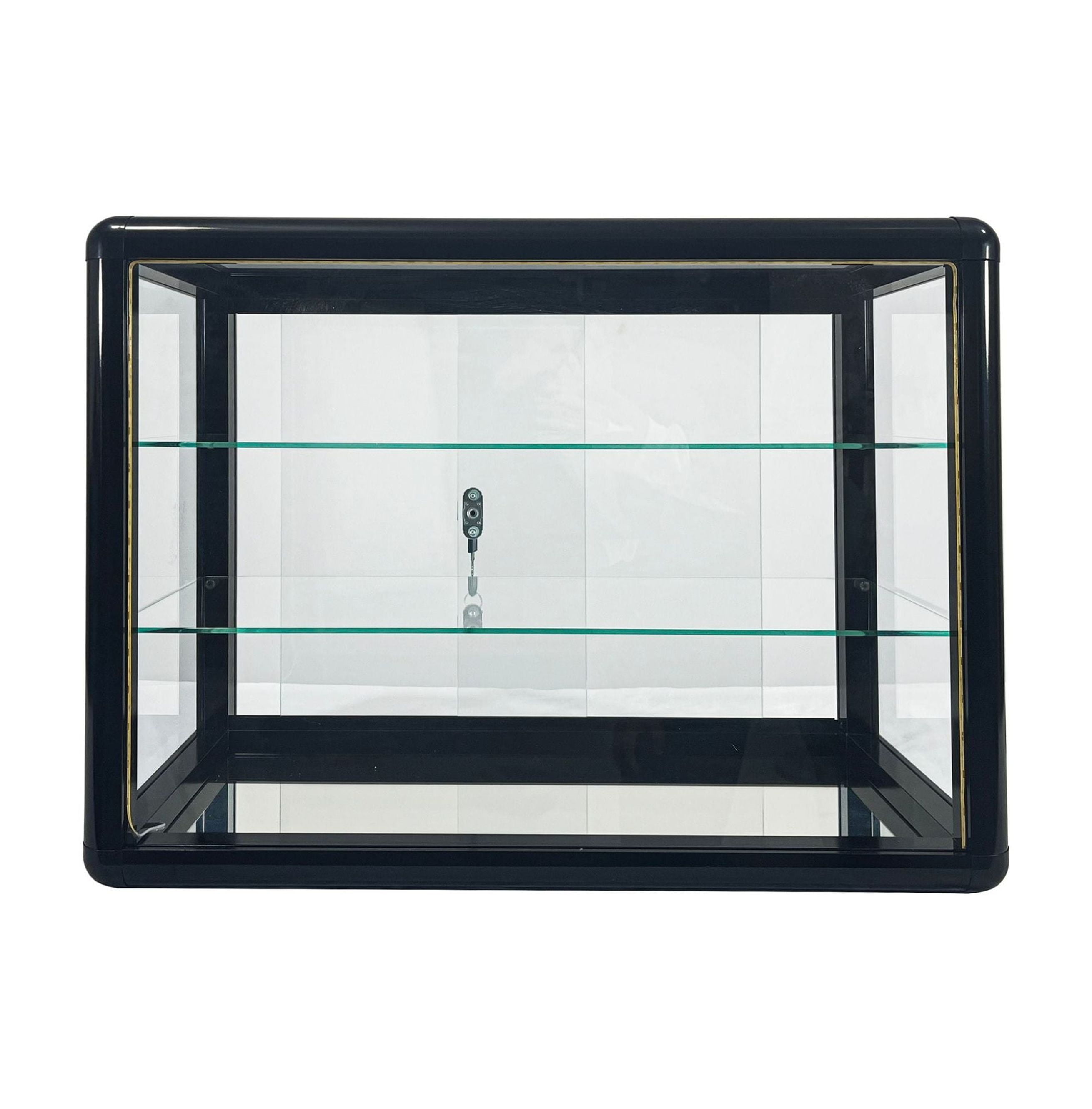 Tempered Glass Display Cabinet with Lock & LED - Sliding Door Showcase with Aluminum Frame - Standard Size for Retail, Home, Office & Collectibles