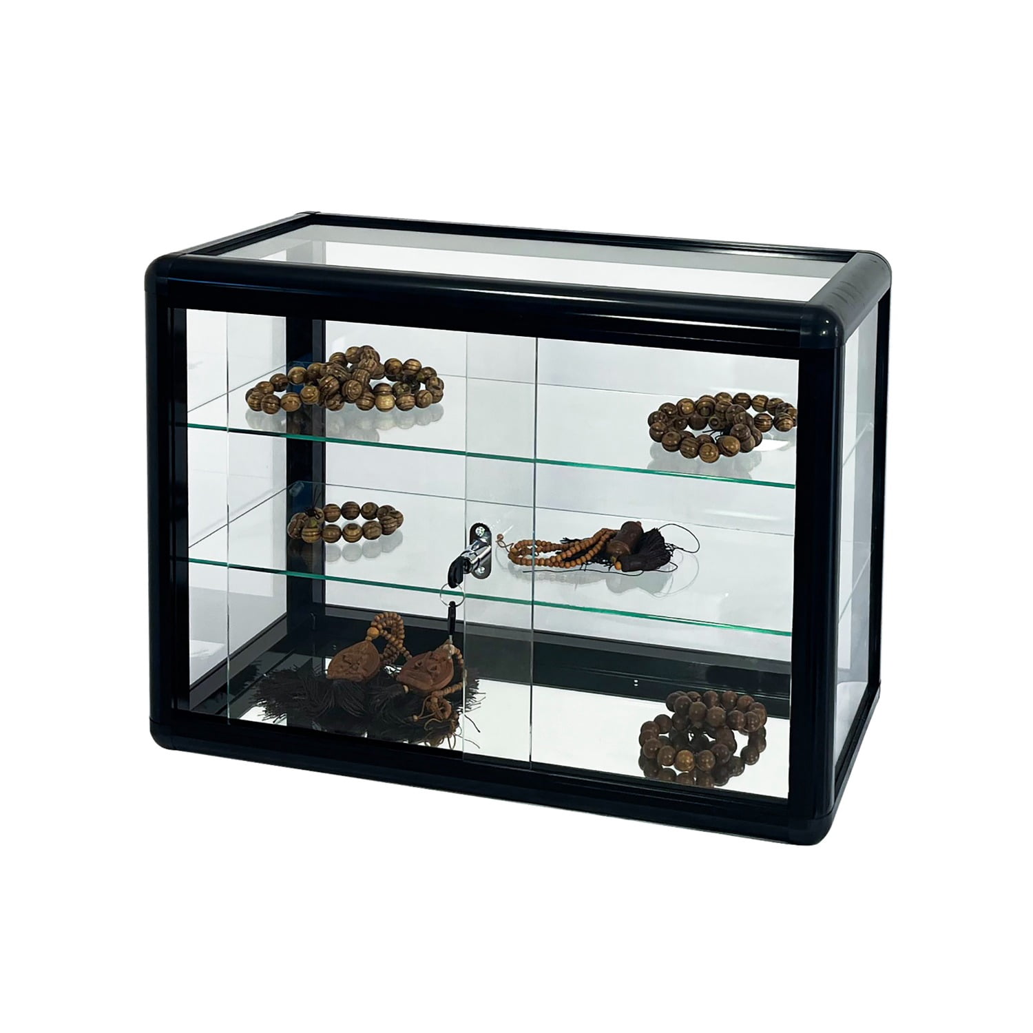 Tempered Glass Display Showcase with Sliding Glass Door and Lock ...