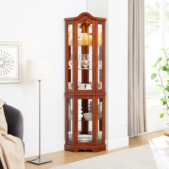 Tempered Glass Doors - Illuminate Treasures with Top Lights - Corner Space Transformation - Provide Secure Storage