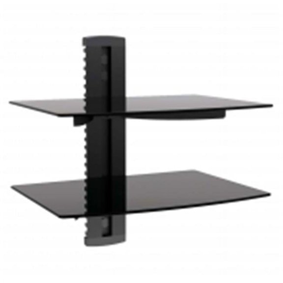 Tempered Glass Double Shelf Wall Mount - Black - 14.25in. x 9.75in. - Supports 44 lbs