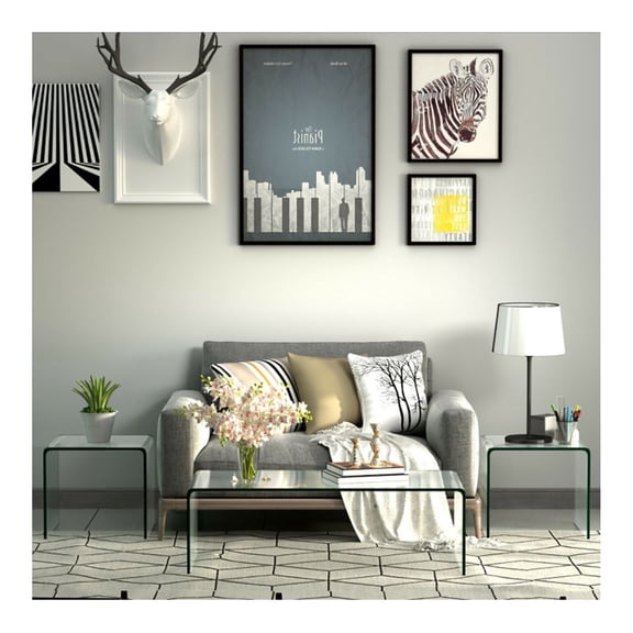 Tempered Glass End Table, 18x18x16 Inch Waterfall Side Table, Clear Coffee Table with Non-Slip Pad, Living Room & Bedroom Furniture