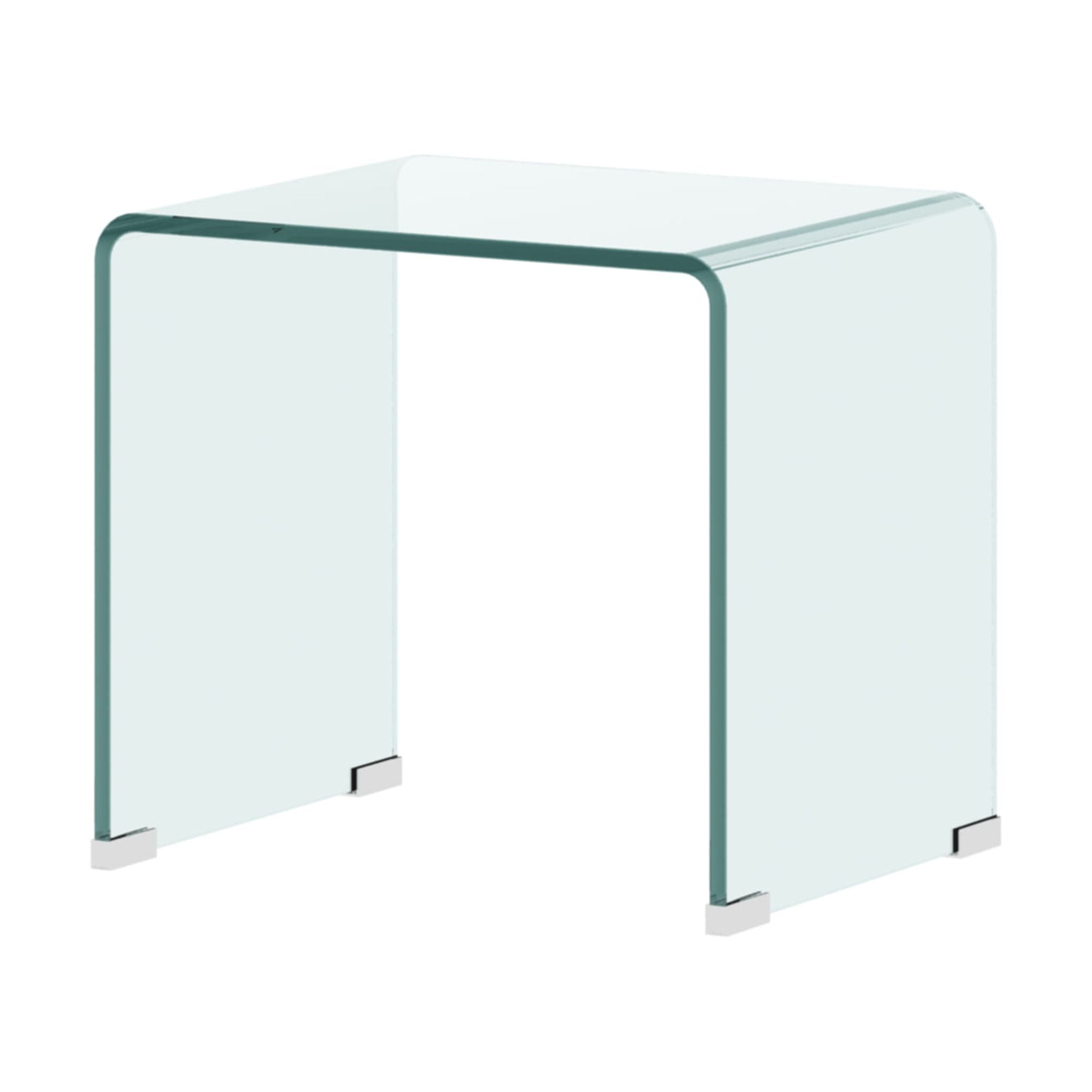 Clear Tempered Glass U-Shaped Modern End Table