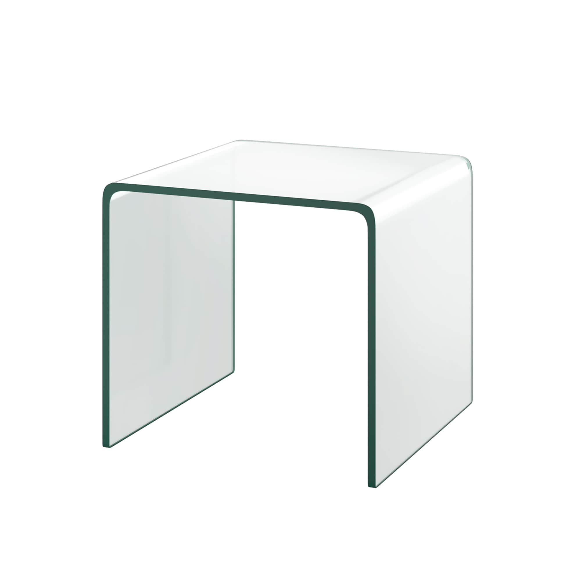 Clear Tempered Glass U-Shaped Modern End Table