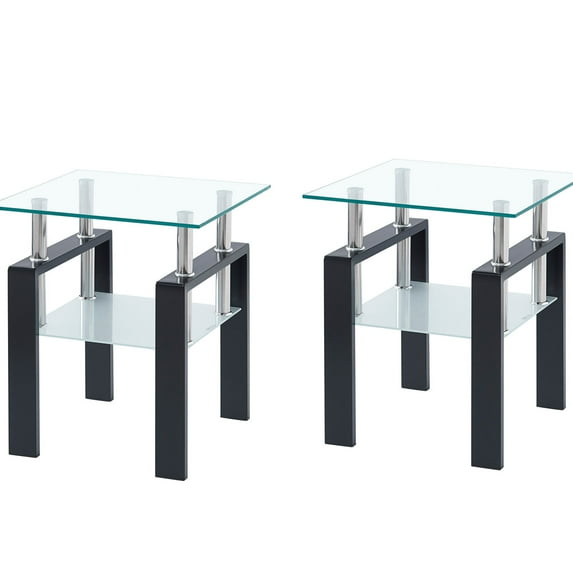 Tempered Glass End Table / Smooth Glass for Easy Maintenance