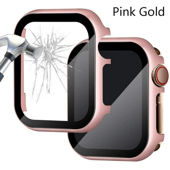 Tempered Glass Film Metal Cover for Apple Watch 7 SE 6 5 Case 41mm 45mm 44mm 40mm 42mm 38mm Aluminum Screen Protector Accessories for iWatch Series 4 3 2 1