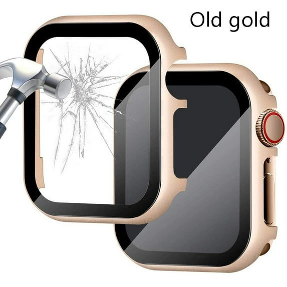 Tempered Glass Film Metal Cover for Apple Watch 7 SE 6 5 Case 41mm 45mm 44mm 40mm 42mm 38mm Aluminum Screen Protector Accessories for iWatch Series 4 3 2 1