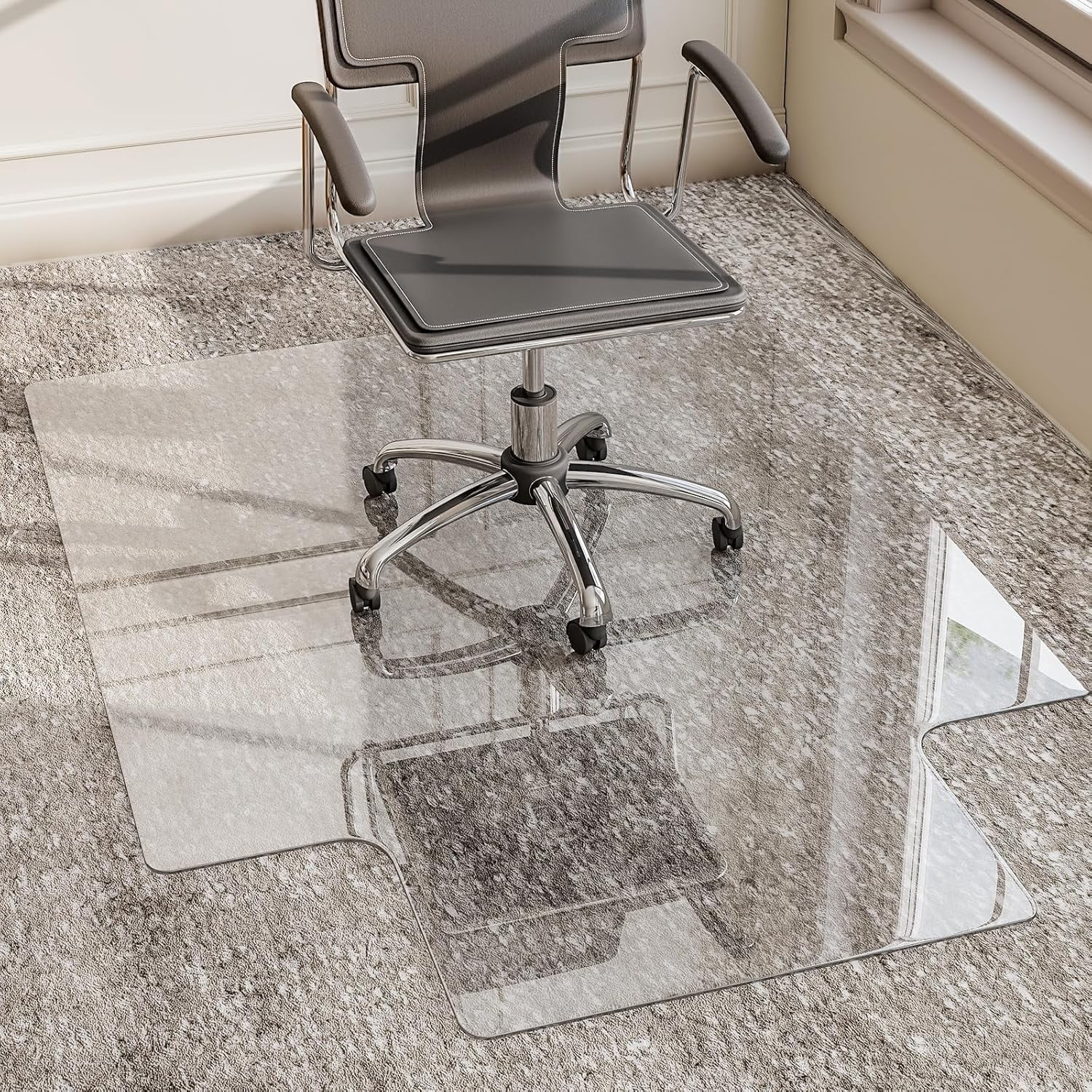 Tempered Glass Floor Mat - 36" x 48" Office Chair Mat for Carpet Clear ...