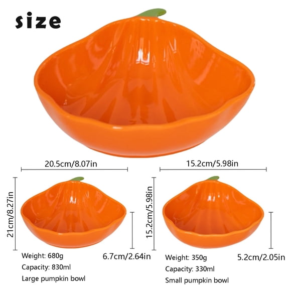 Tempered Glass Large Pumpkin Shaped Salad & Fruit Bowl Style B, Fruit Display Tray