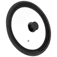 thumbnail image 1 of Tempered Glass Lid Multi-size for 10"11"12" Frying Pans, Clatine Replacement Cover Rubber Rim for 10 11 12 inch Cookware, Skillets, Cast Iron, Cast Alluminium Pans, 26CM 28CM 30CM, Black, 1 of 10
