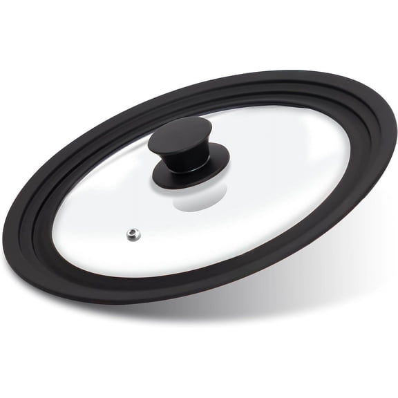 Tempered Glass Lid - Universal Lid with Heat Resistant Silicone Rim for Pots, Pans and Skillets - Pan Cover Replacement Lid Fits 10", 11" and 12" Diameter Cookware