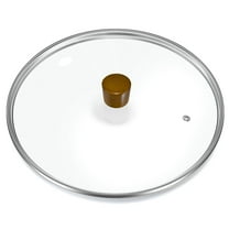 Tempered Glass Lid for Frying Pans and Pots, 11" Versatile Round Replacement Lid for 11 inch Skillets, Dark Wooden Knob - Dishwasher Safe