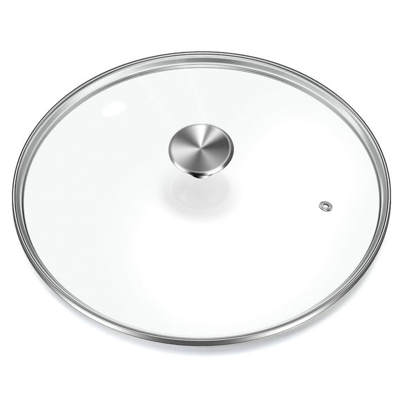 Tempered Glass Lid for Pots and Pans, 9.5" Versatile Round Replacement Lid for 9.5 inch Skillets - Dishwasher Safe