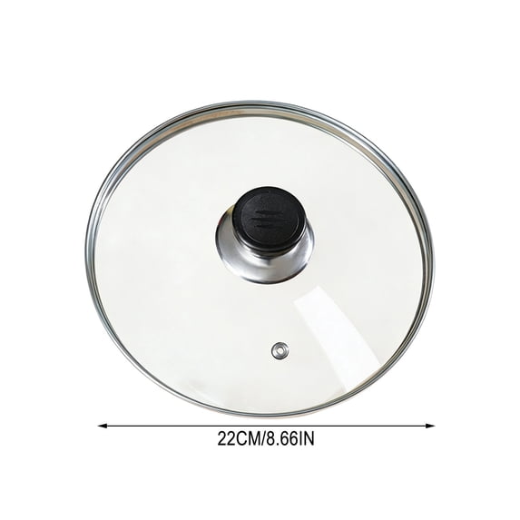 Tempered Glass Pot Lid with Steam Vent Stainless Steel Rim Replacement Cover for Frying Pan Saucepan Cookware 8.7 inches