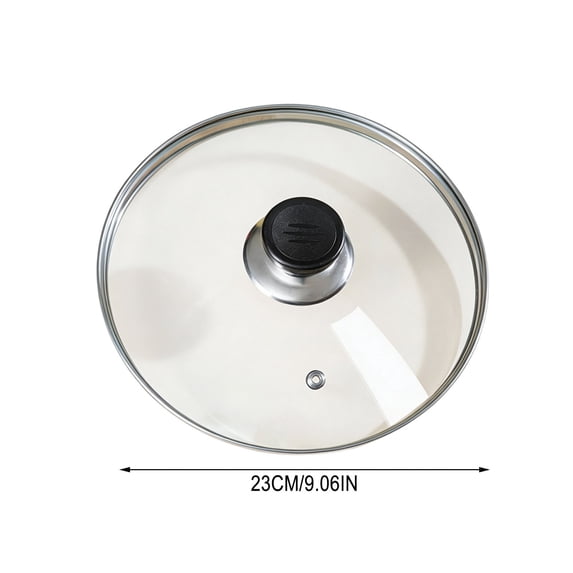 Tempered Glass Pot Lid with Steam Vent Stainless Steel Rim Replacement Cover for Frying Pan Saucepan Cookware 9.1 inches