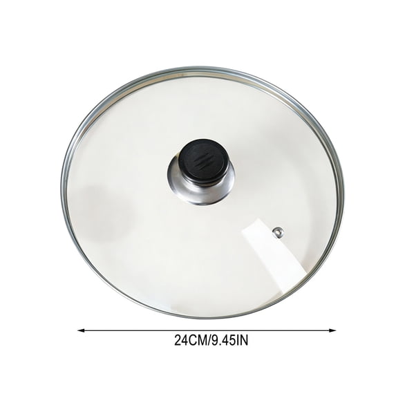 Tempered Glass Pot Lid with Steam Vent Stainless Steel Rim Replacement Cover for Frying Pan Saucepan Cookware 9.4 inches