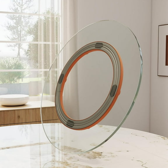 Tempered Glass Rotating Serving Tray, Lazy Susan Organizer for Dining Table and Kitchen Countertop Use.