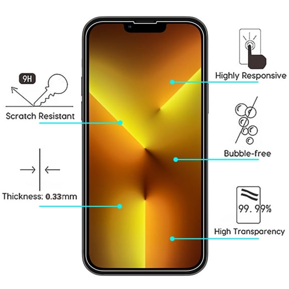 Tempered Glass Screen Protector (2.5D)(3-pack) for Apple iPhone 13 (6.1)/iPhone 14 (6.1) / 13 Pro (6.1) - Clear