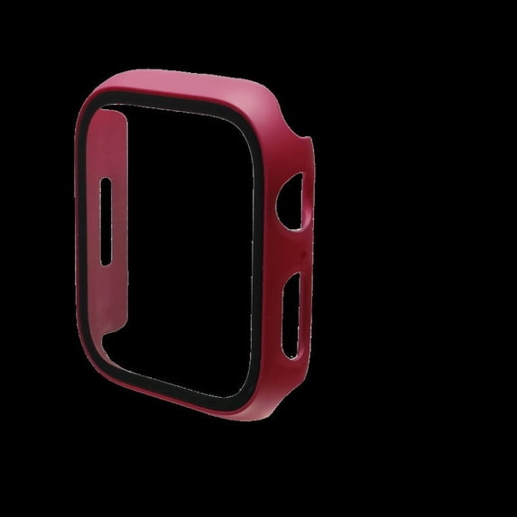 Tempered Glass Screen Protector for Apple Watch SE (2023), Series 6/5/4/SE 40mm, JZK Slim Bumper Full Coverage Hard PC Protective Case (Wine Red,45mm)