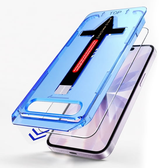 Tempered Glass Screen Protector for Apple iPhone 15 with Easy Install Kit, HD Clarity Bubble Free Anti-Fingerprint Anti-Scratch Protective Auto Dust-Elimination Screen Protector