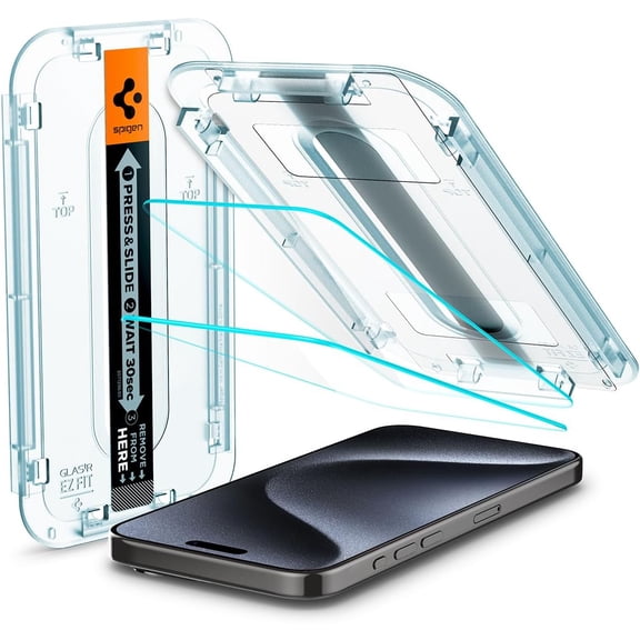 Tempered Glass Screen Protector [GlasTR EZ FIT] designed for iPhone 15 Pro [Case Friendly] - 2 Pack