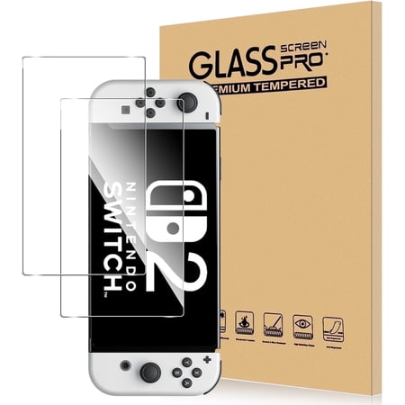 NBCP Nintendo Switch 2 Glass Screen Film Protector with Wet Wipe, Dry Wipe, Dust Removal Sticker, Installation Guide, 1 Pack