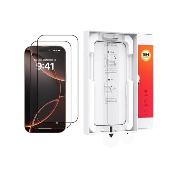 Tempered Glass Screen Protector for iPhone 16 Pro, [Fast and Easy Installation],[Military Grade Protection] Full Coverage Fit Bubble Free Protection for Apple 16 Pro 6.3inch (2-Pack)
