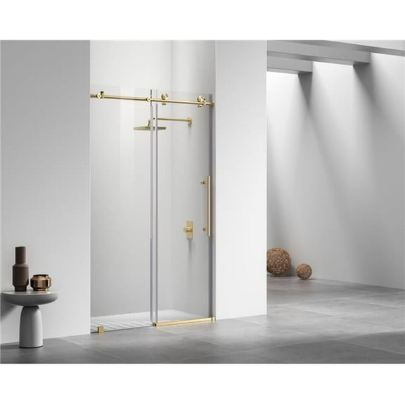 Tempered Glass Shower Door, Brushed Gold