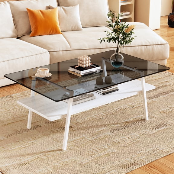 Tempered Glass Surface - Metal Leg Support - Living Room Decor - Stable Structure