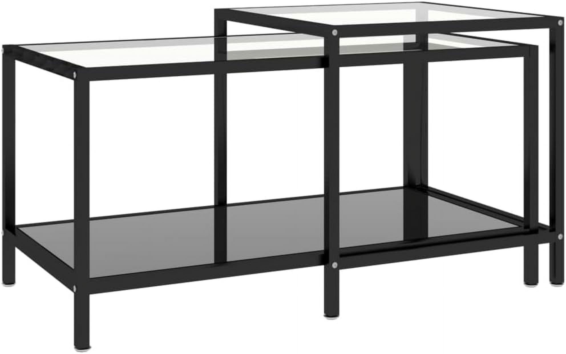 Tempered Glass Tea Tables, Black Nesting Side Tables, Industrial