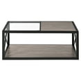 thumbnail image 1 of Tempered Glass Top Coffee Table-Industrial Style, Natural Wood MDF Top, 1 of 11