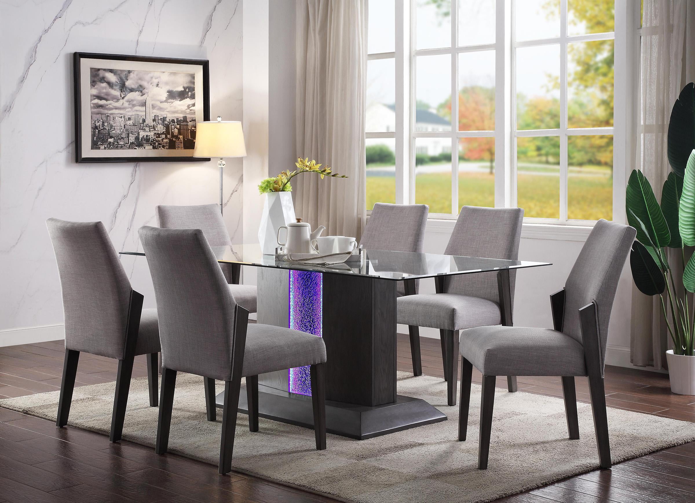 Tempered Glass Top Dining Table Set 7Pcs 72290 Belay Acme Contemporary ...