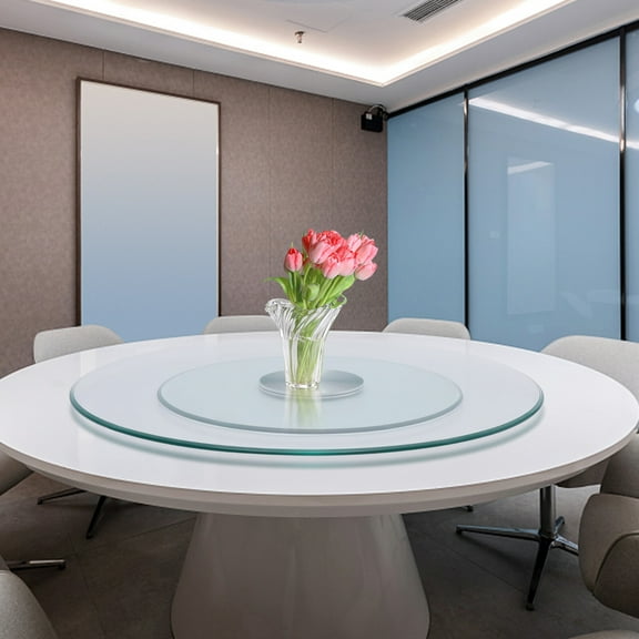 Tempered Glass Turntable Dining Table Centerpiece Serving Plate 23.62"