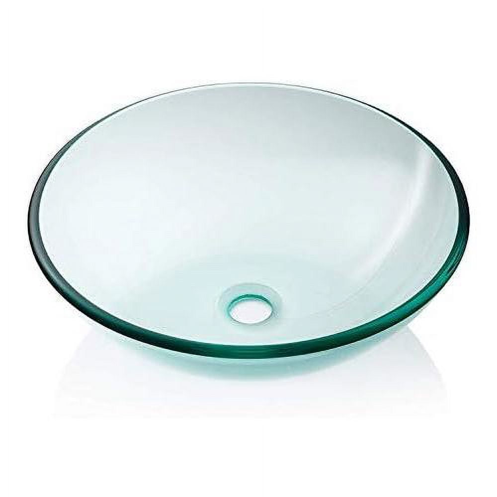 Tempered Glass Vessel Bathroom Vanity Sink Round Bowl, Above Counter